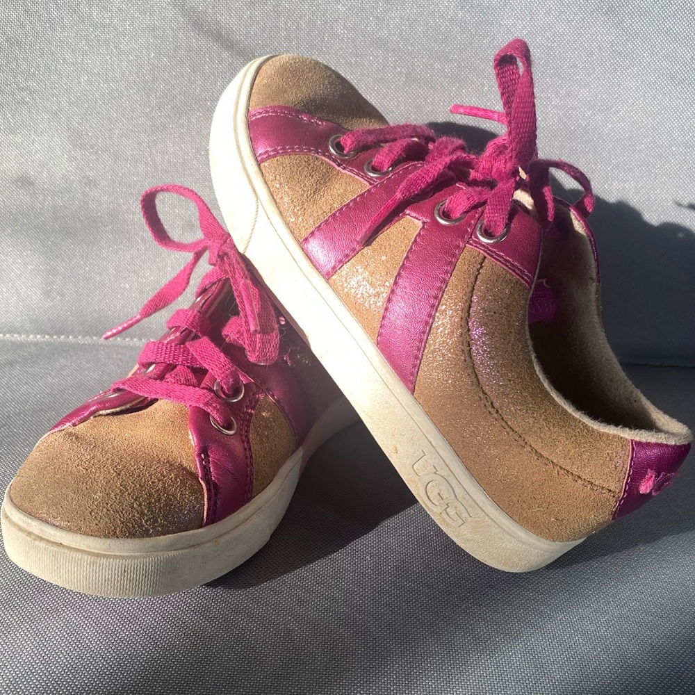 Shimmer leather Ugg sneakers for your mini you!!